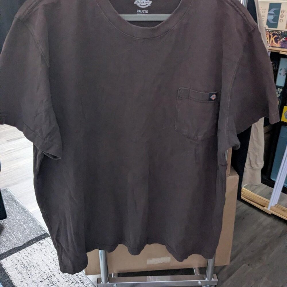 Dickies Dark Brown Pocket Tee 2X 100% Cotton
